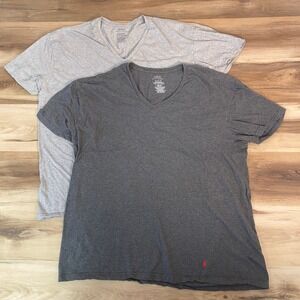 Polo Ralph Lauren Men 2XL V-Neck T-Shirt 2 Pack Gray Charcoal Cotton Classic Fit